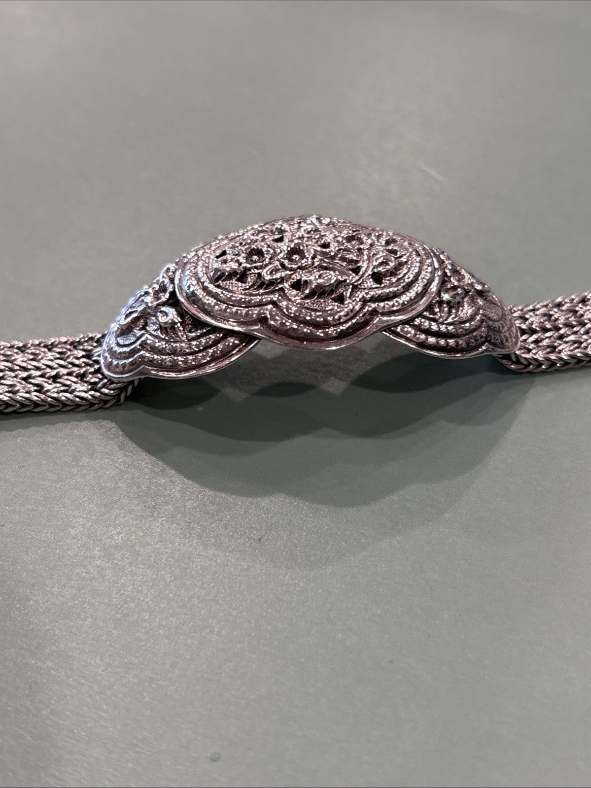 Sterling Silver Floral Double Wheat Braided Thailand Bracelet 42g Vintage 925