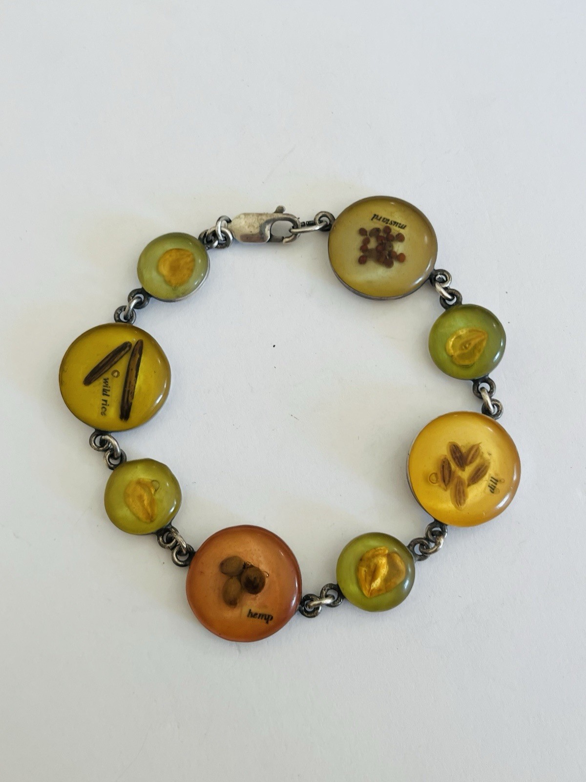 Vintage Sterling Silver Taxco Mexico Mustard Rice Hemp Seed Link Bracelet Rare
