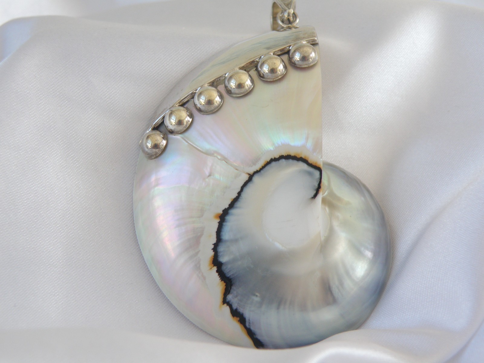 Huge Sterling Silver 925 Nautilus Shell Statement Pendant