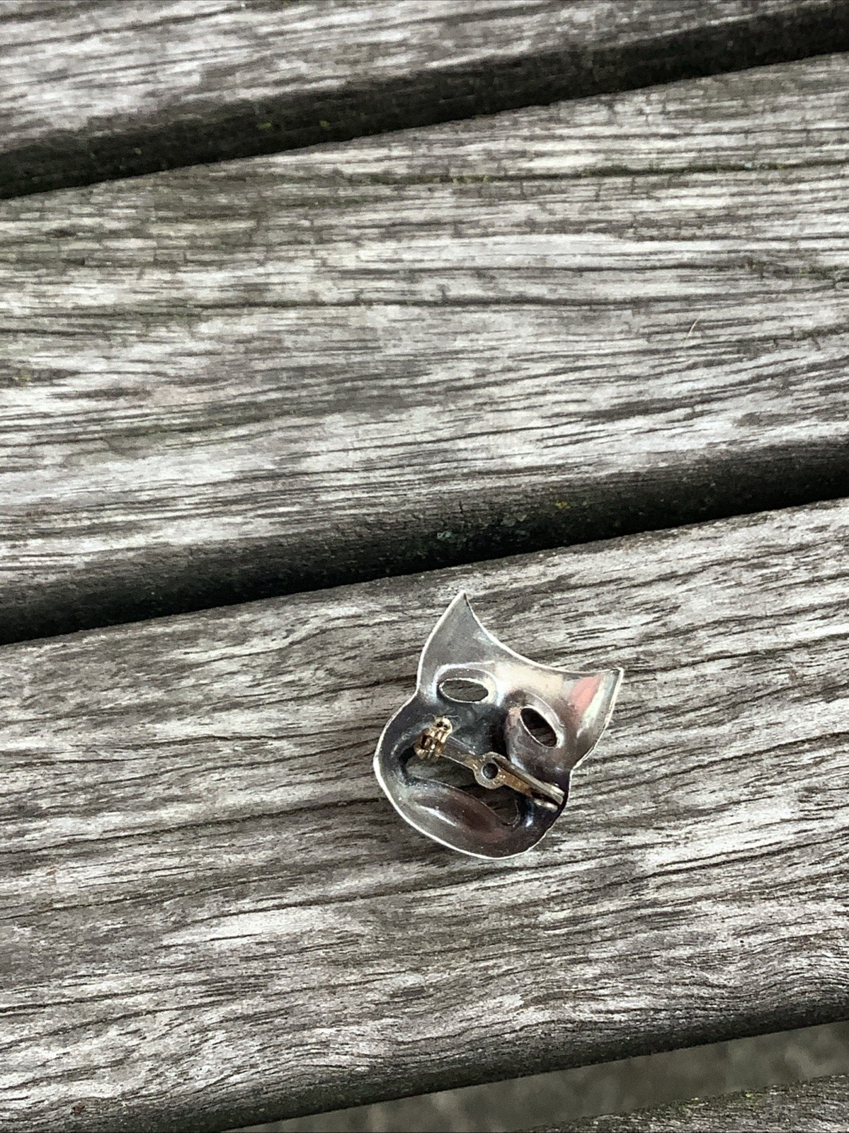 Vintage Mini Silver Mask Whimsical Pin Brooch