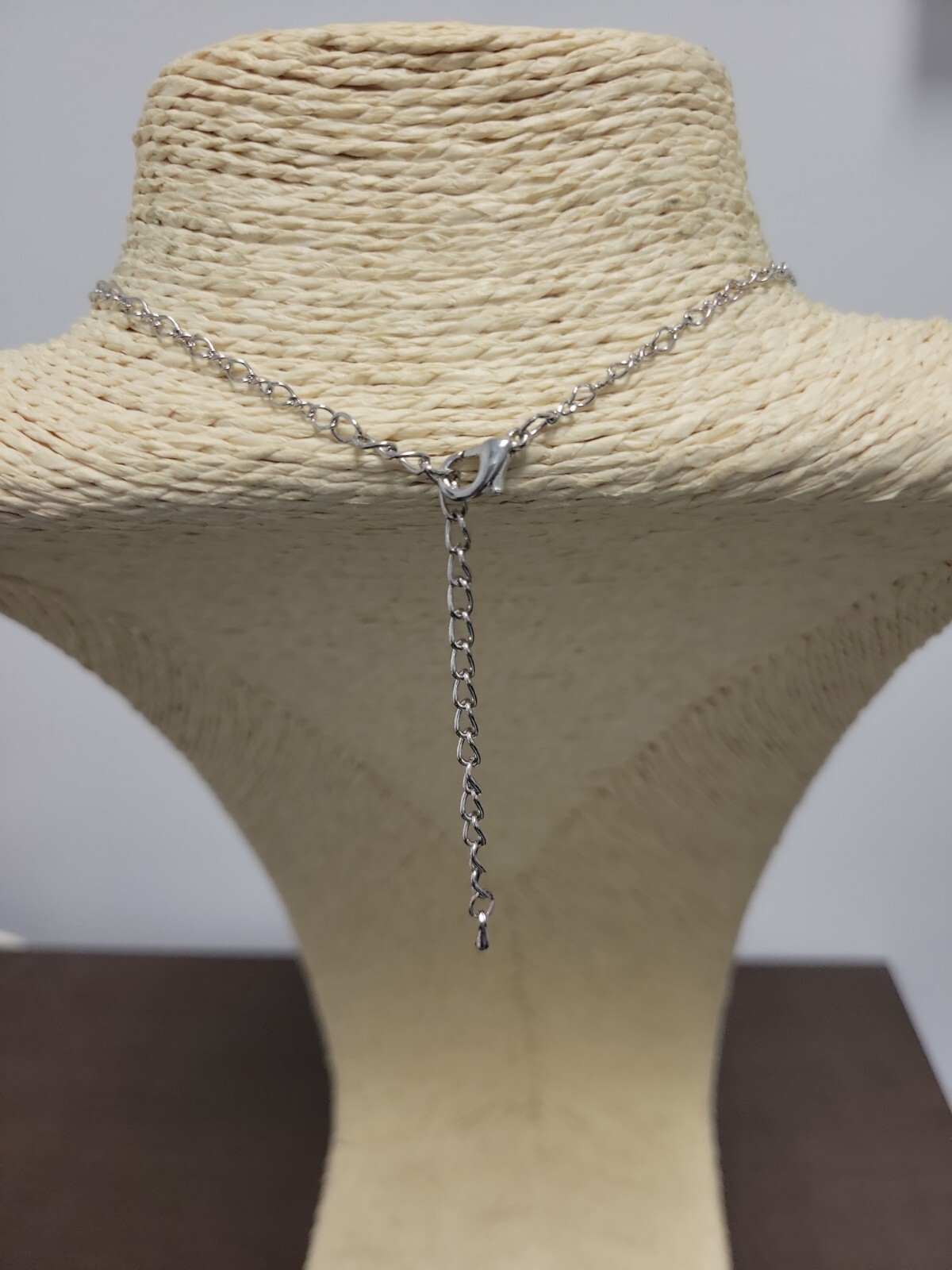 Silver Tone Solitaire Rhinestone Pendant Necklace 16 inches with 3 inch Extender