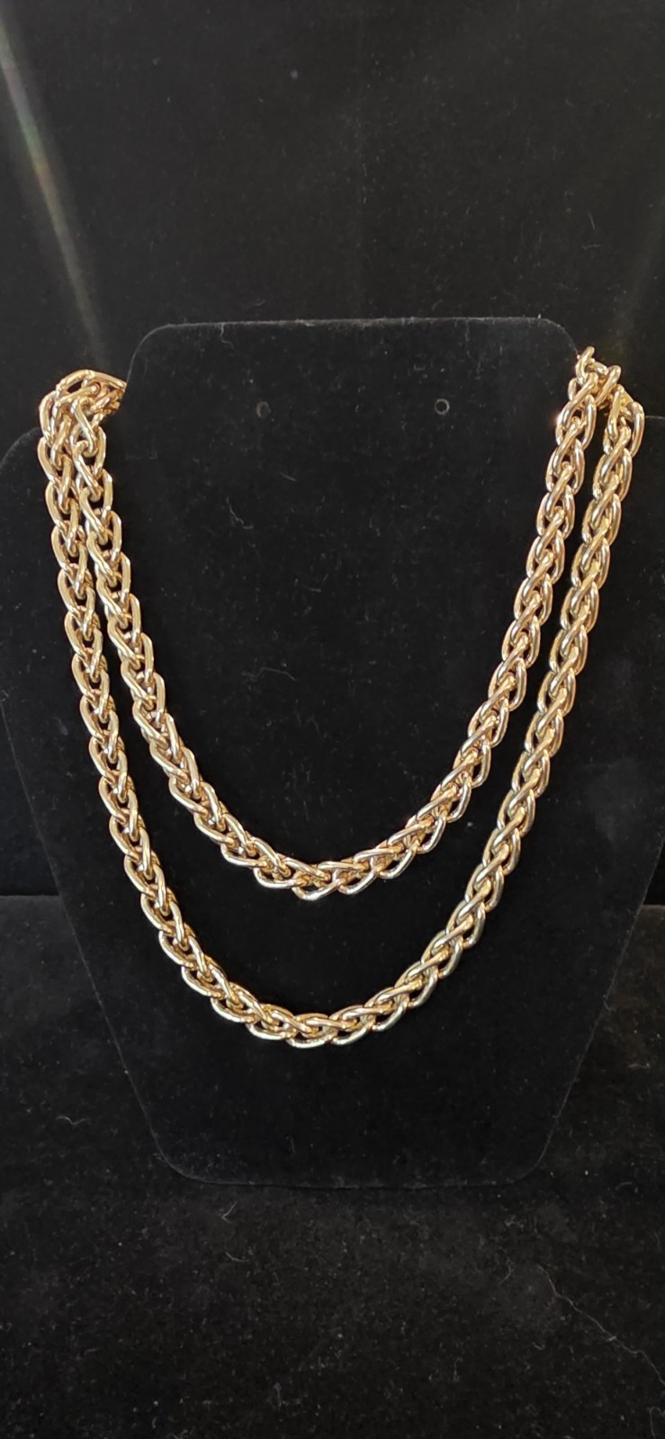 Vintage Monet Rope Chain Necklace Gold Tone, 36″ long 8.4mm Thick