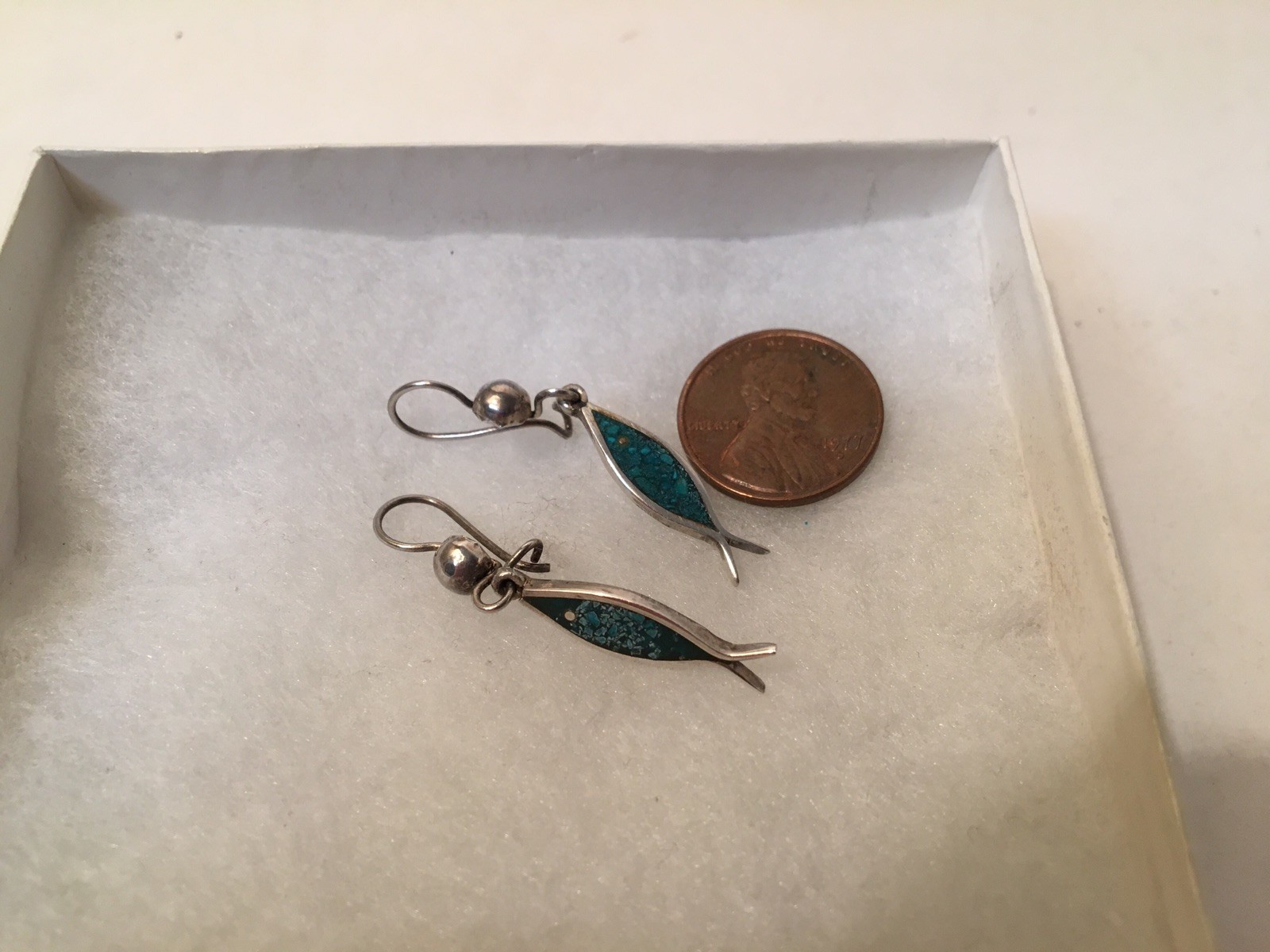 Vintage Mexico Guad JFG Sterling Silver Fish Earrings Auction Finds 702