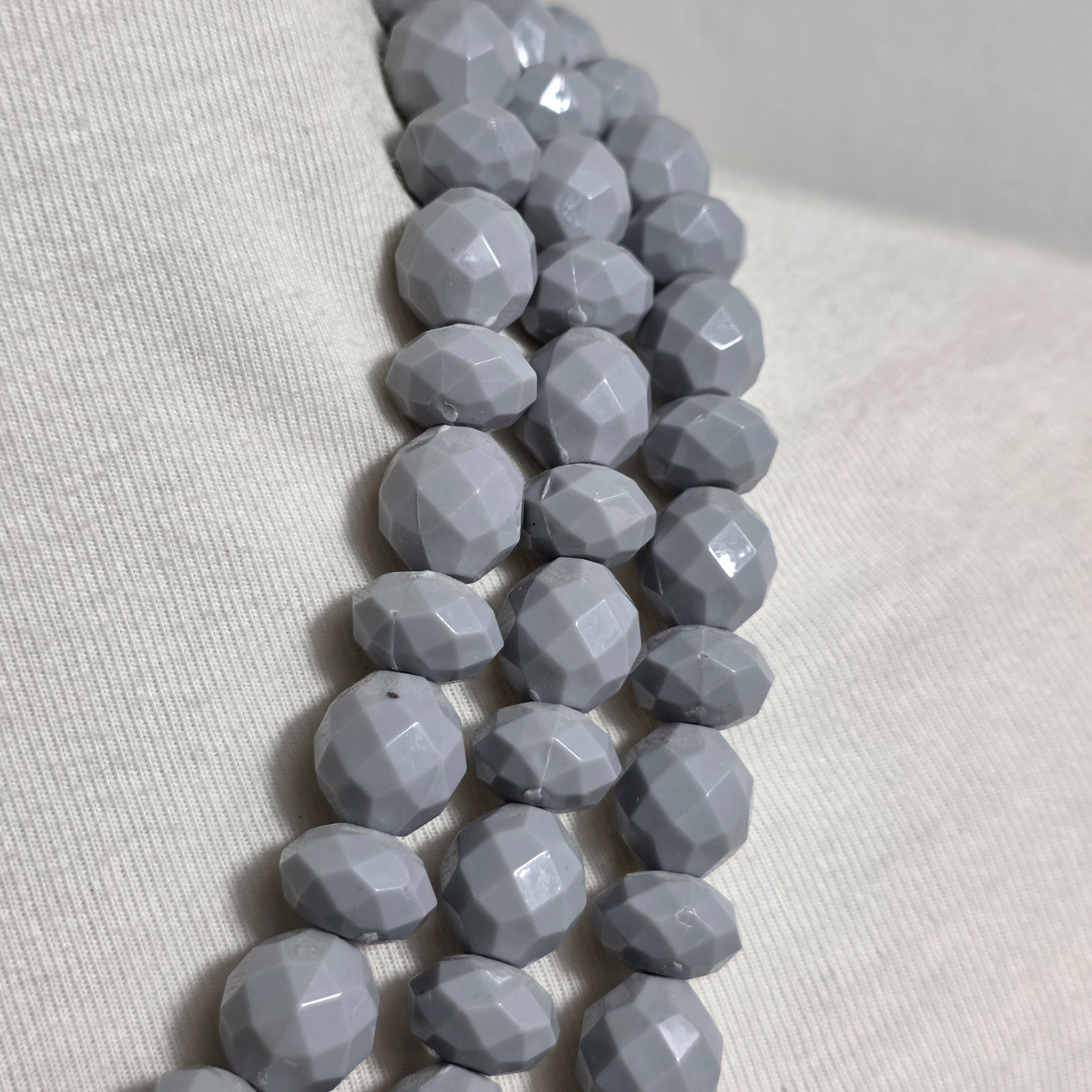 Sugarfix by BaubleBar Triple Strand Statement Necklace Gray Faceted Beads