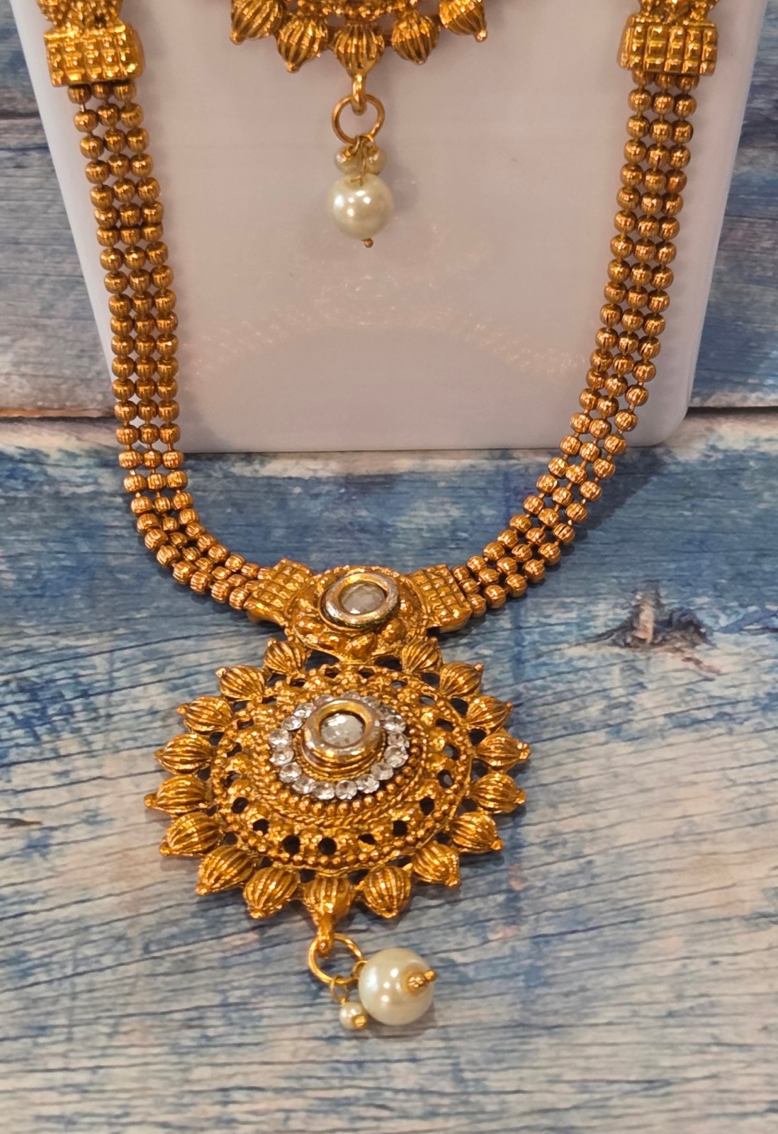 VINTAGE-RETRO Fabulous 22″ Gold South Indian Bridal Duel Necklace / Asian Haram