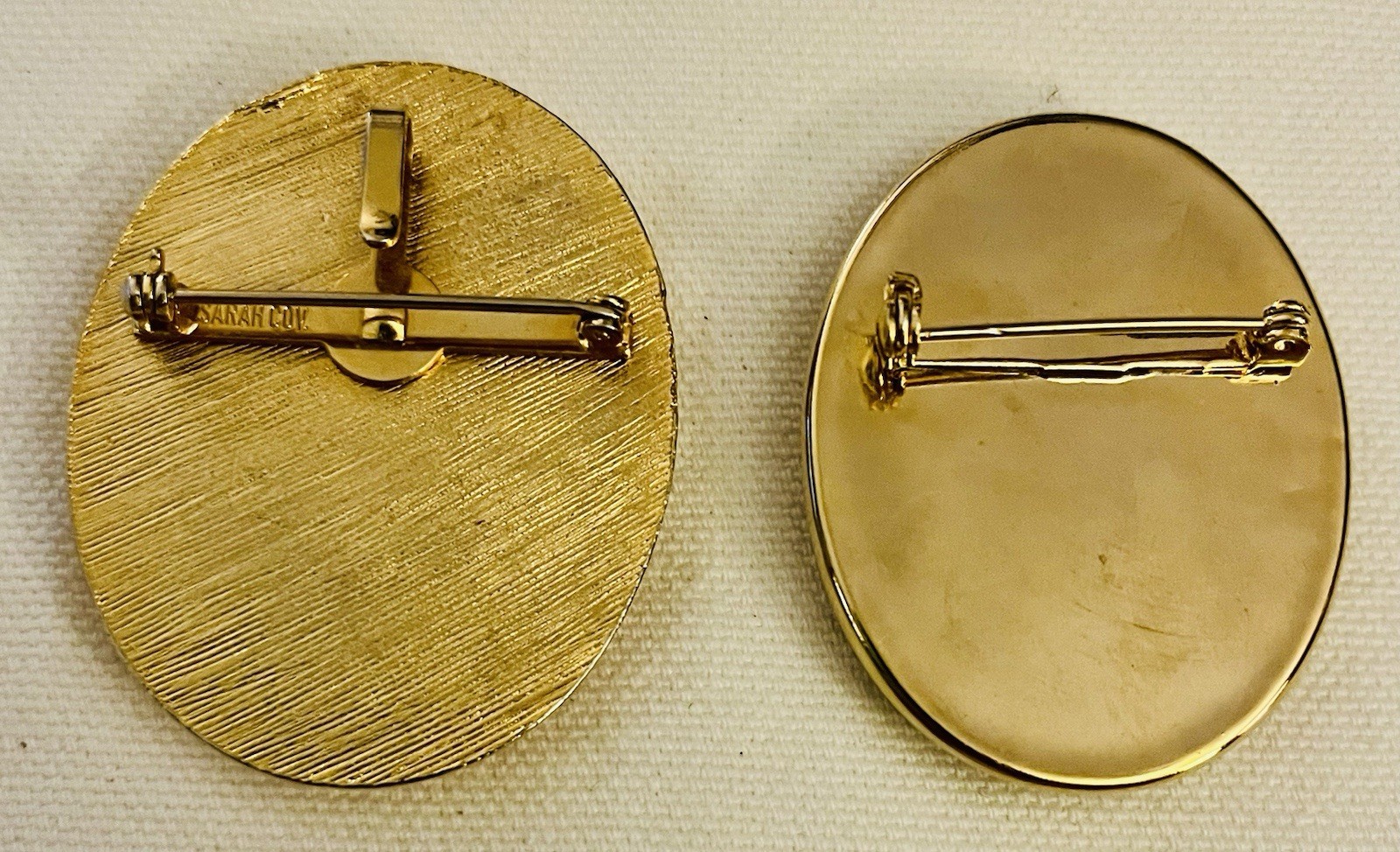 Lot of 2 Vintage Estate Cameo Brooches One Convertible Signed Sarah Coventry