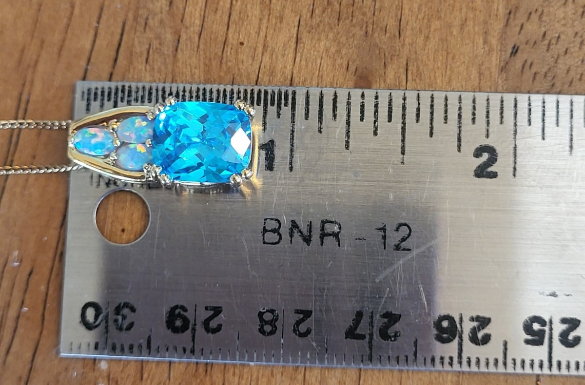 Sterling Silver Vermeil Aqua Blue Gemstone & Opal Bracelet Ring Necklace Parure