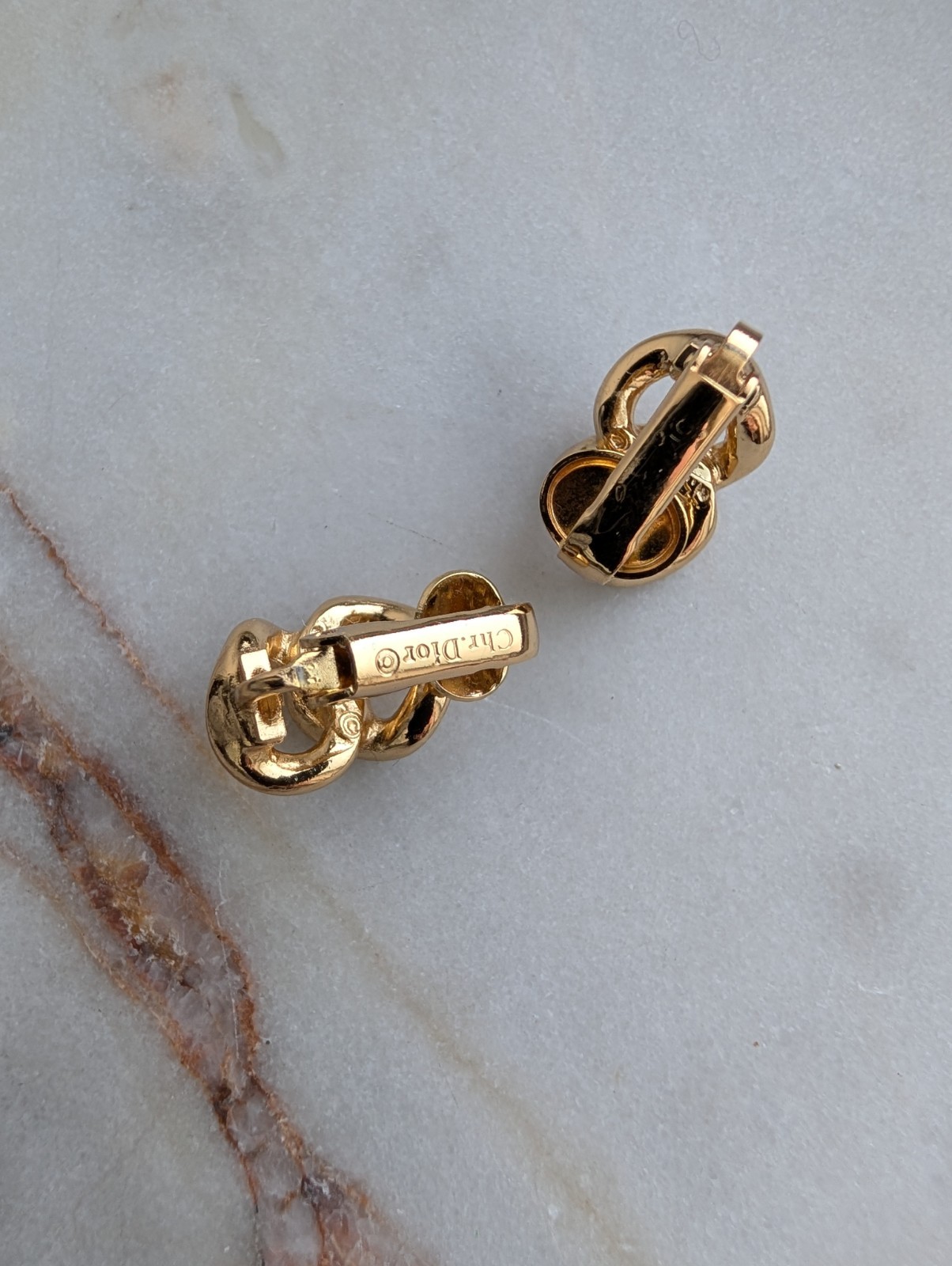 Vintage Christian Dior Gold-Tone Knotted Rope Clip-On Earrings