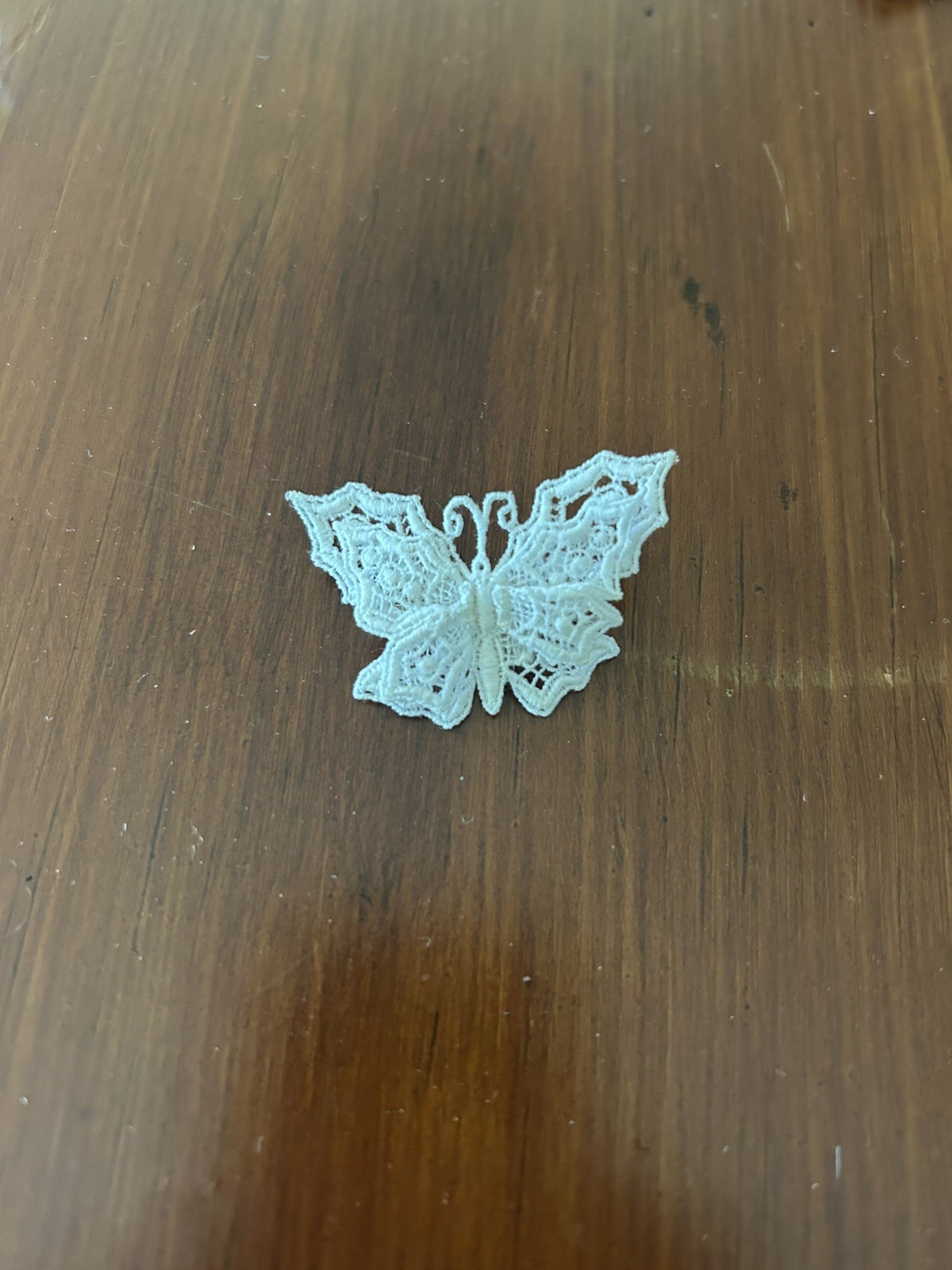 Vintage 2” By 1.5” Lace Butterfly Brooch Pin White Crochet Figural 3 Dimensional