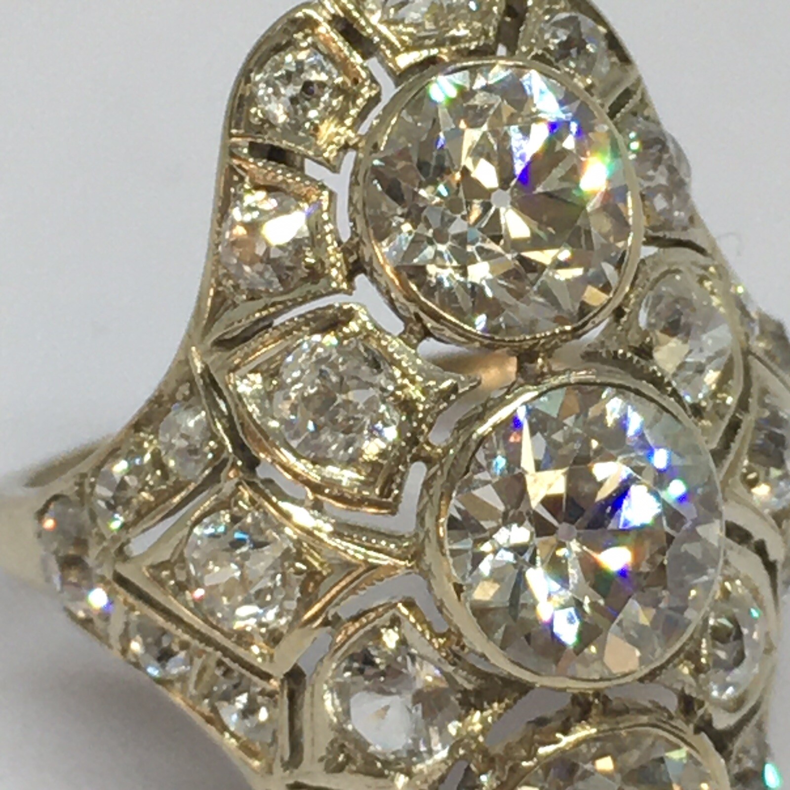 Art Deco 1920s Antique Ring 14K Gold 3.85 Ct Old European Cut American Size 6.5
