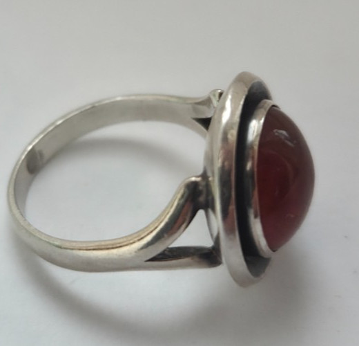 N.E. From – Denmark. Sterling Silver Ring with Amber.Size 6