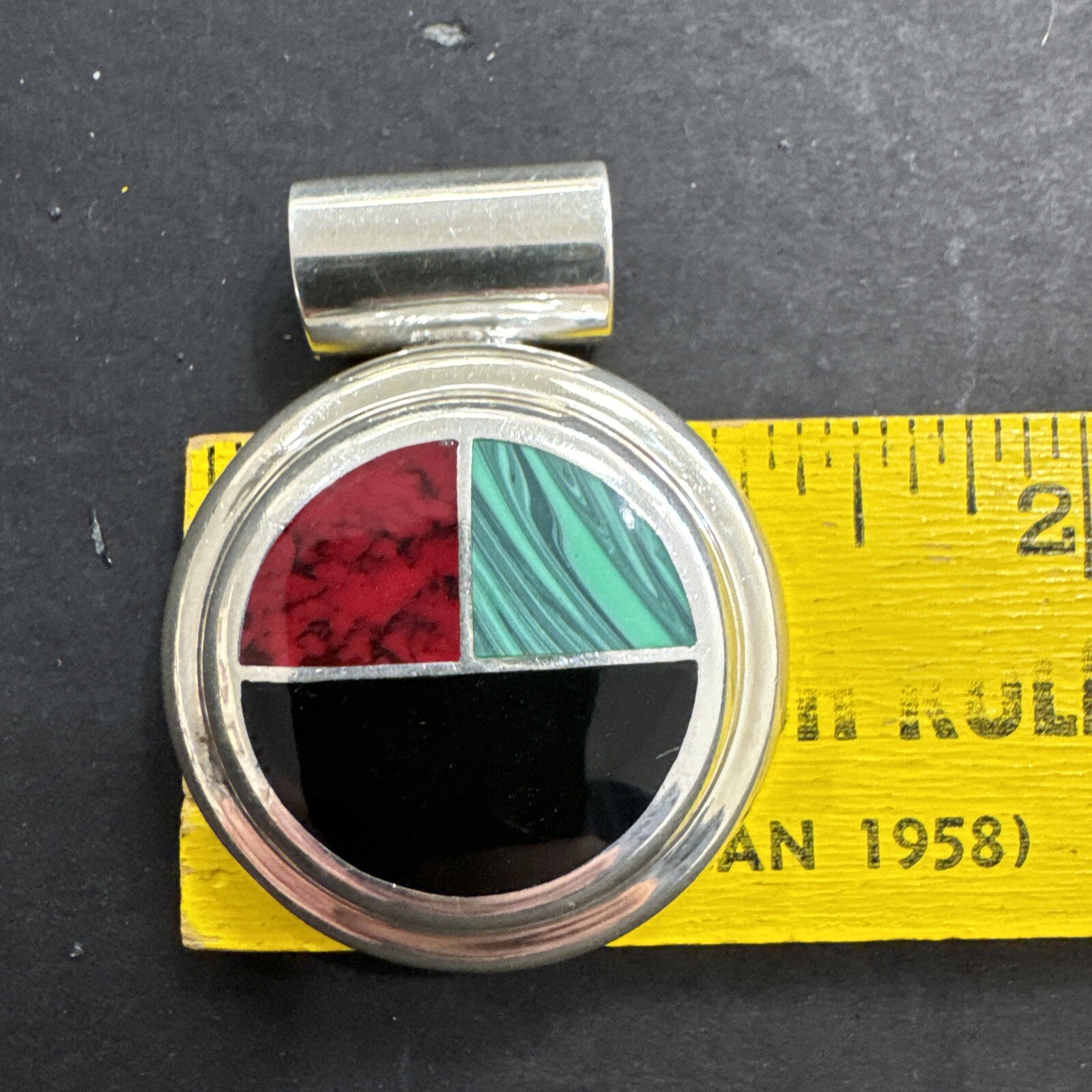 Sterling Silver 925 Multi stone Inlay Pendant 23.5 Grams Free Shipping