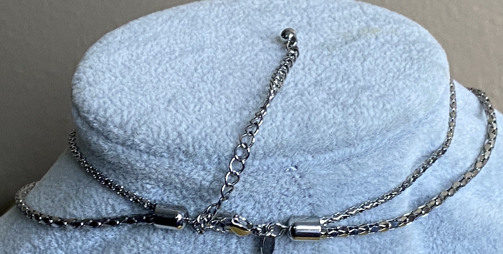 Double Strand Silver Tone Chain Necklace w/ 2” Pendant 16”+3” Extender