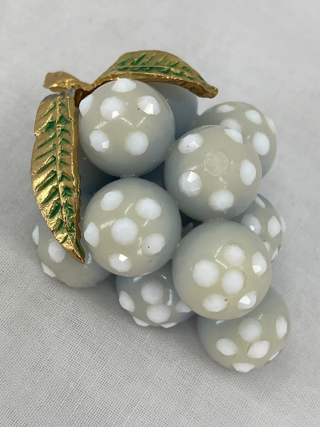 Vintage Forbidden Fruit Lucite Brooch Light Blue Grape Cluster Pin READ