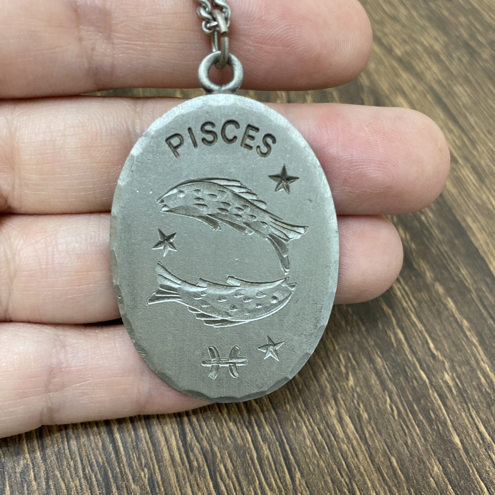 Pewter BDA Zodiac Pisces Horoscope Pendant Chain Necklace FEB – MARCH Birthday