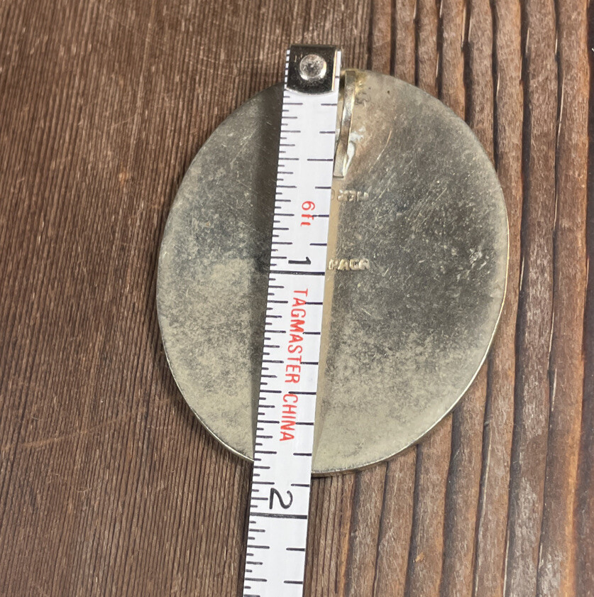 Alpaca Mexico Pendant Stone Chip Inlay Silver Brass Copper Tone Ram Warrior