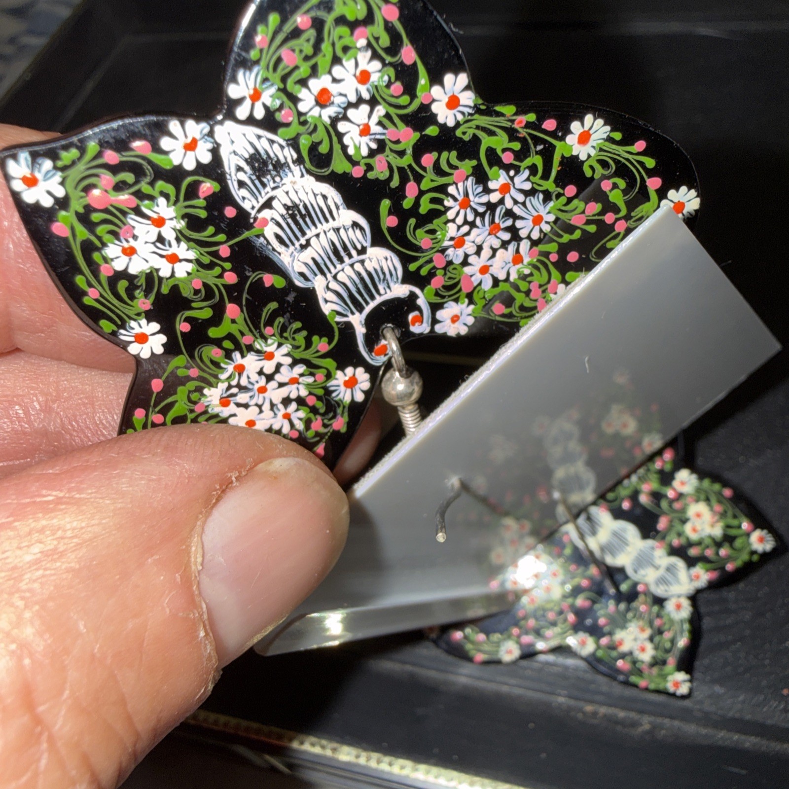 Sterling Silver REO company Butterfly Plastic Earrings NOS 1.5″ X 2″ Wide