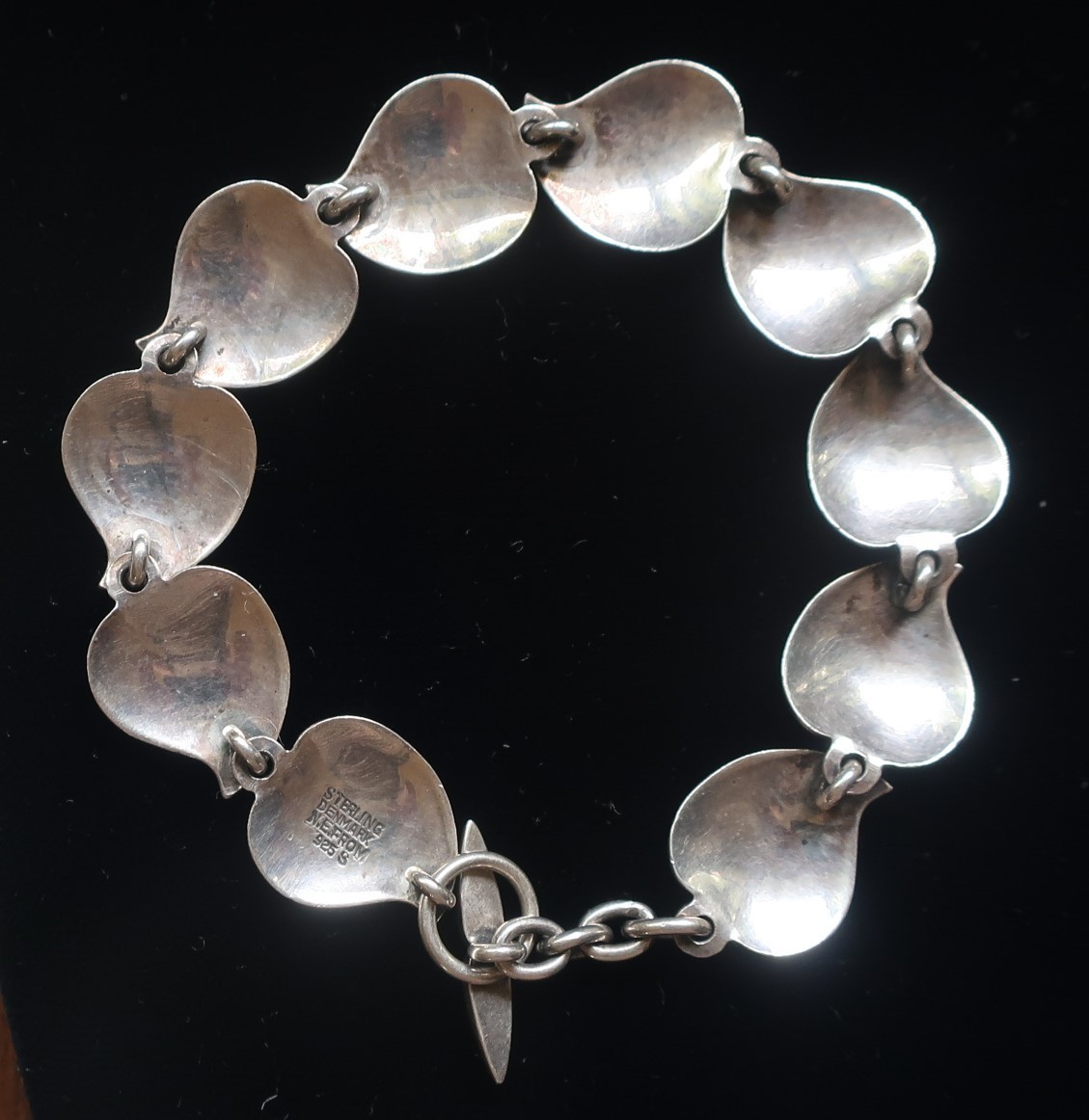 Modernist Sterling Silver Leaf Link Toggle Bracelet N.E. FROM Denmark Niels Erik