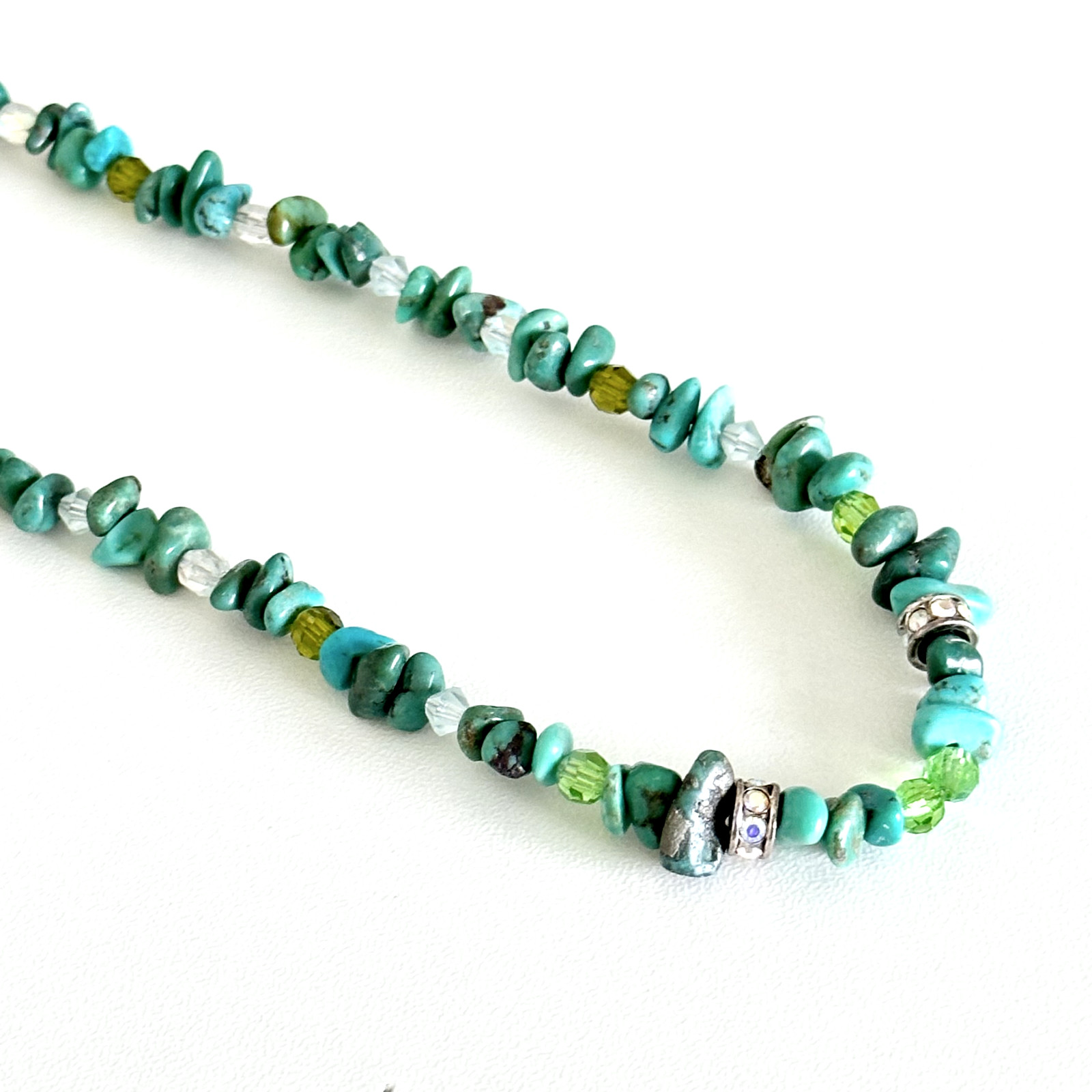 Vintage Kirks Folly Turquoise AB Crystal Beaded Ladies Strand Necklace