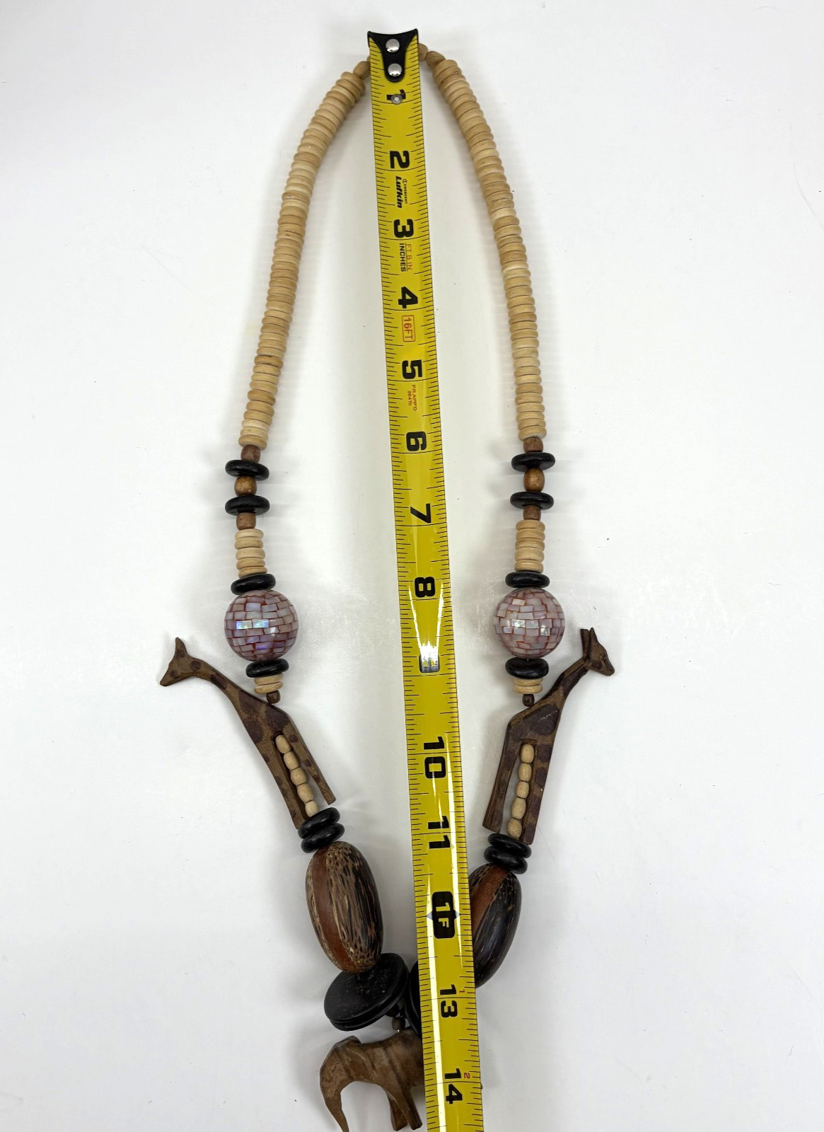 Vintage 1980s Wooden Safari Statement Necklace Boho Folk Art Whimsy Cottagecore