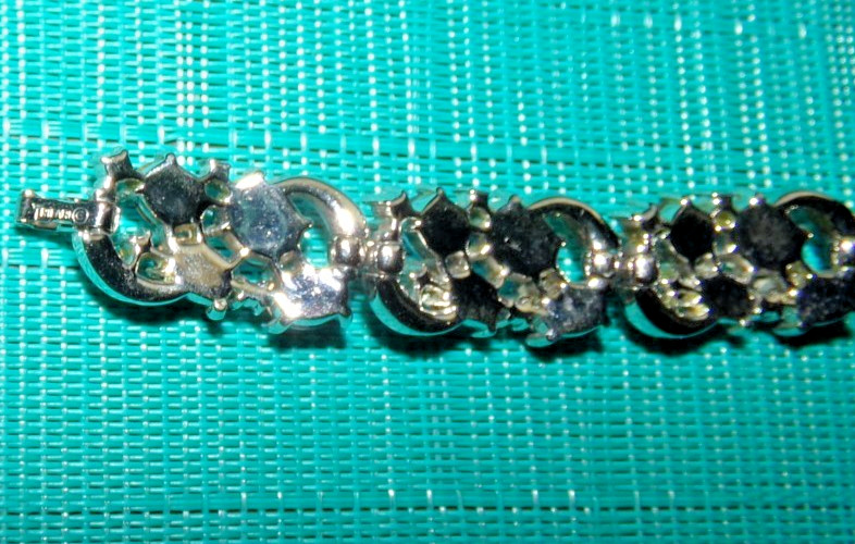 (RARELY USED)—signed CROWN TRIFARI moonstone type bracelet-OMG!!