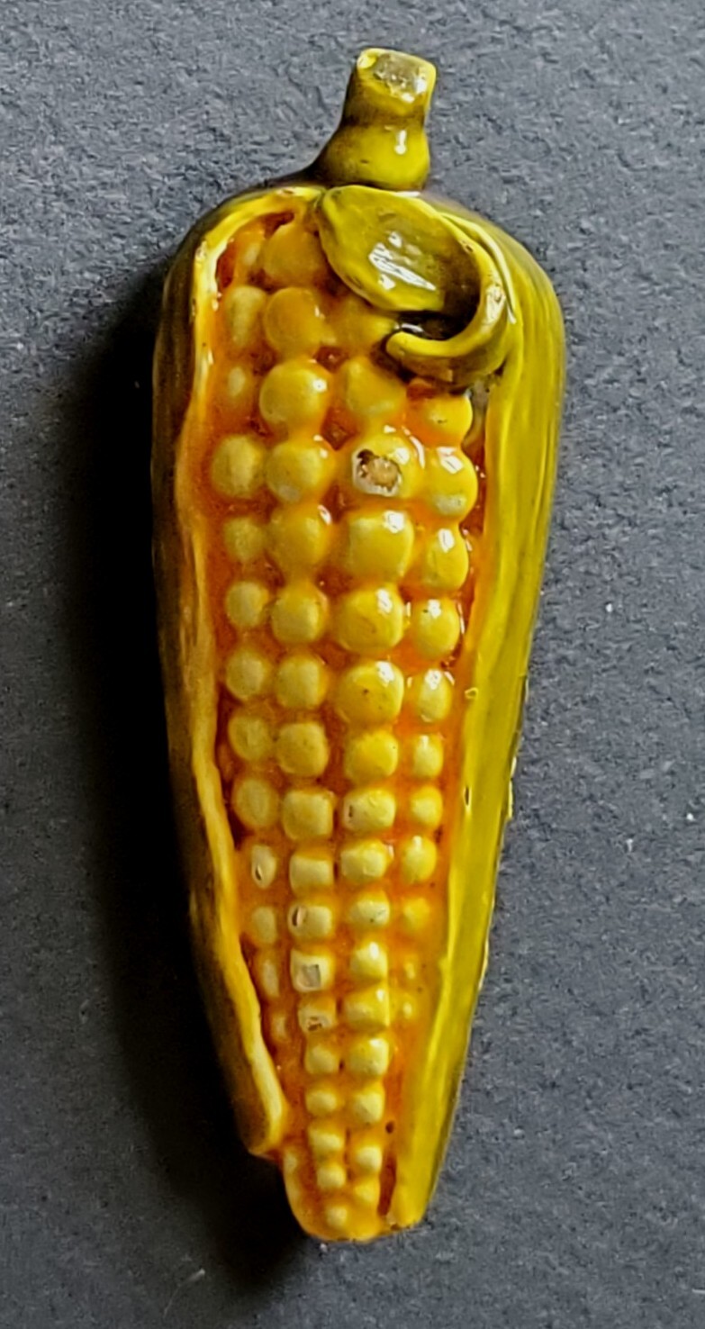 Vtg Zentall Enameled Gold Tone Corn Husk Country Farm Pin Brooch 2.5 in