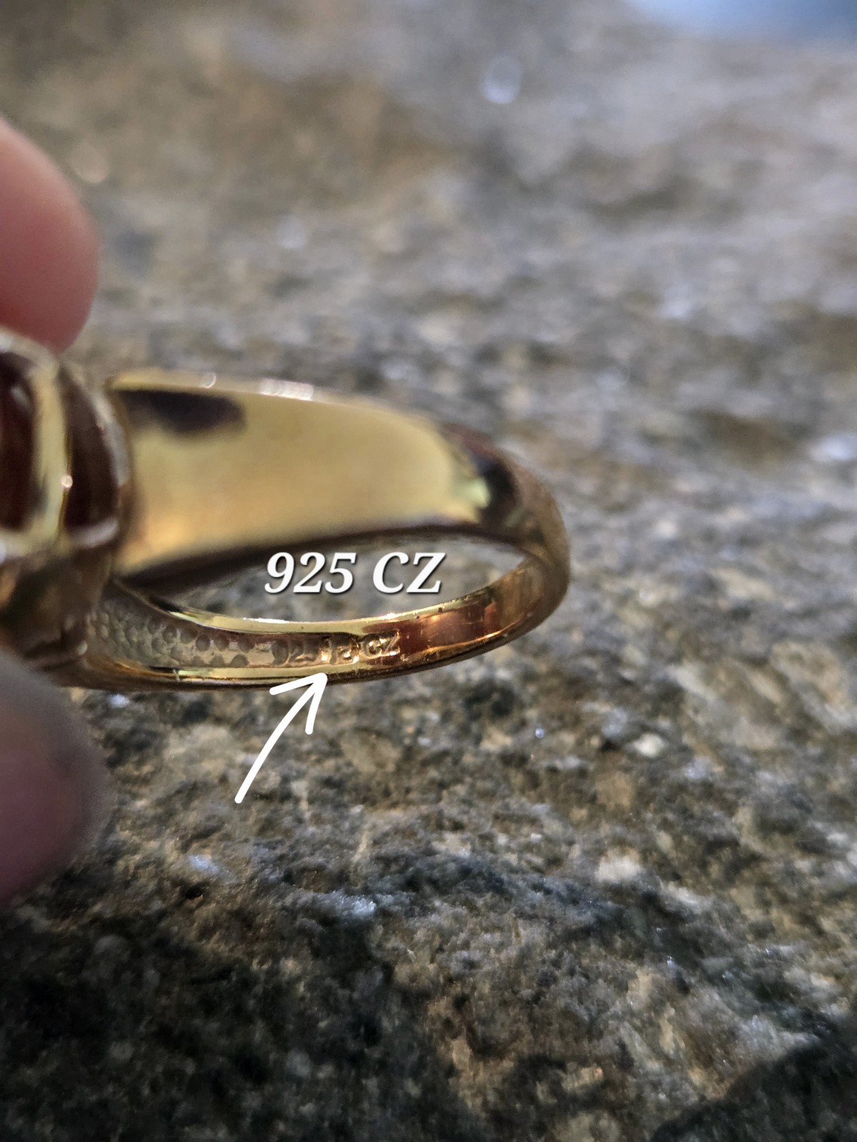 Vintage 925 Sterling Silver CZ Citrine Orange Vermeil Gold Ring Size 6