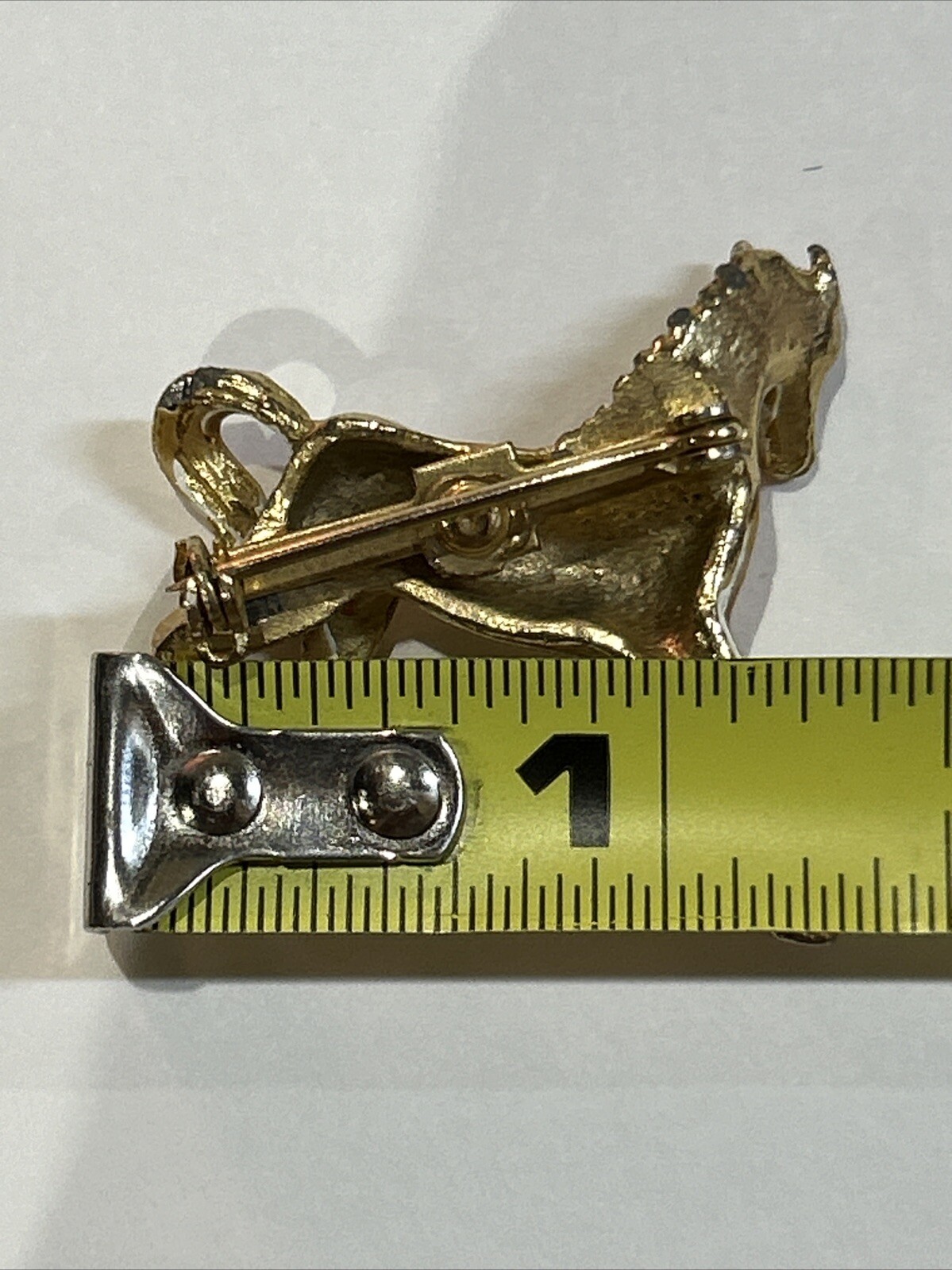 Vintage Enamel Gold Tone Running Horse Equestrian Brooch Pin
