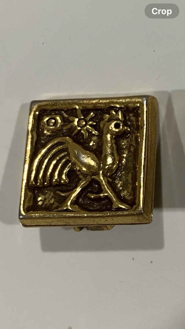 VINTAGE SQUARE ROOSTER CLIP ON EARRINGS SIGNED ZENTALL