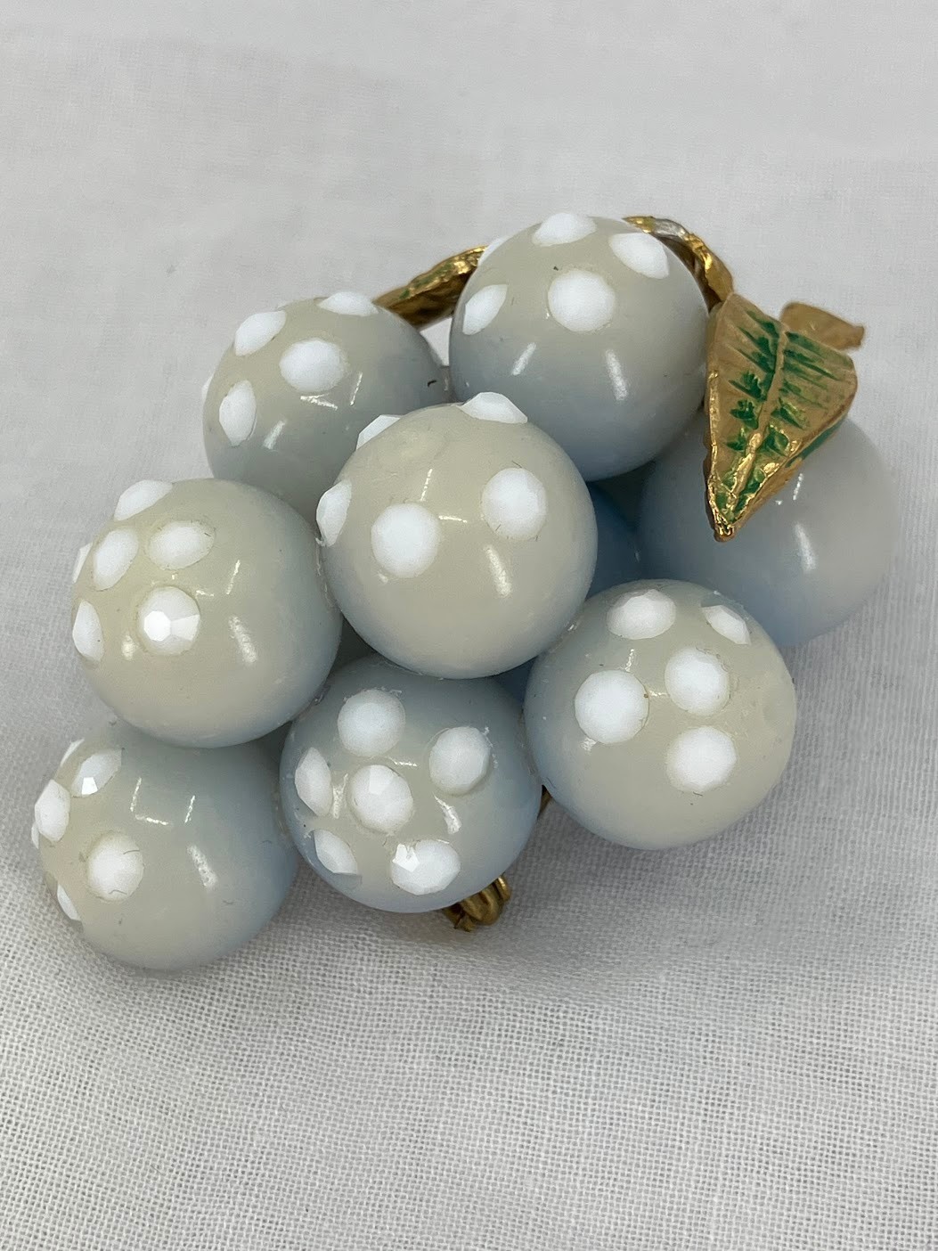 Vintage Forbidden Fruit Lucite Brooch Light Blue Grape Cluster Pin READ
