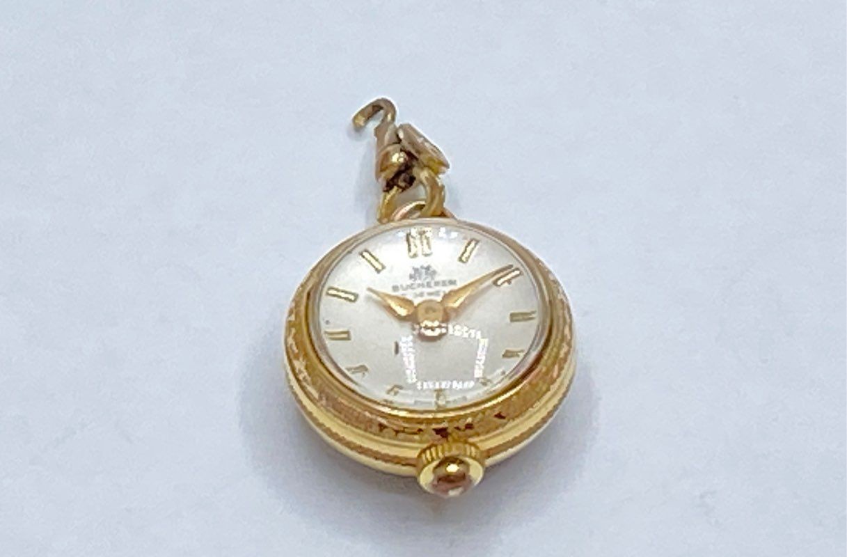 Vintage Bucherer Gold Filled 17 Jewels Mechanical Pendant Watch Skeleton 18mm