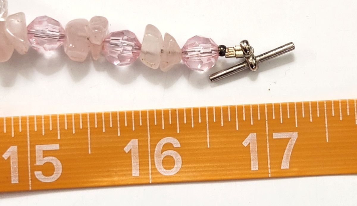 Pink Rose Quartz Chips Acrylic Faceted Crackle Beads Necklace Fairies Fantasy