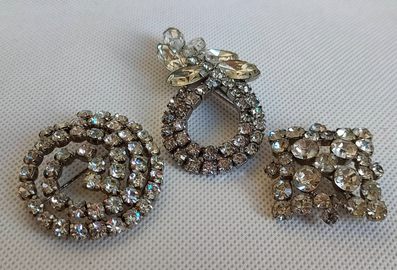 Vintage set of Soviet Czechoslovakian brooches with stones, 3 pcs. USSR.