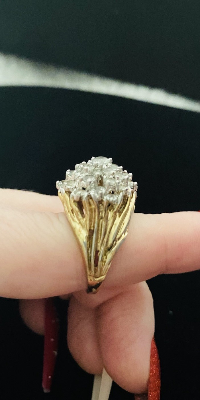 Vintage Sterling Silver Cluster Floral Bouquet Cocktail Size 7.5 Ring 9.56grams
