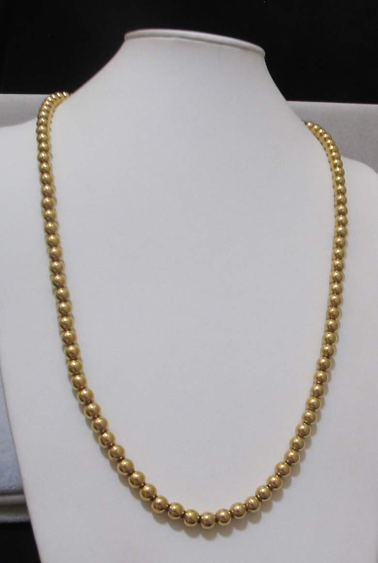 Rare Vintage MONET Shiny Gold Tone 5mm Beads 31-1/2” Strand Sister Clasp EUC