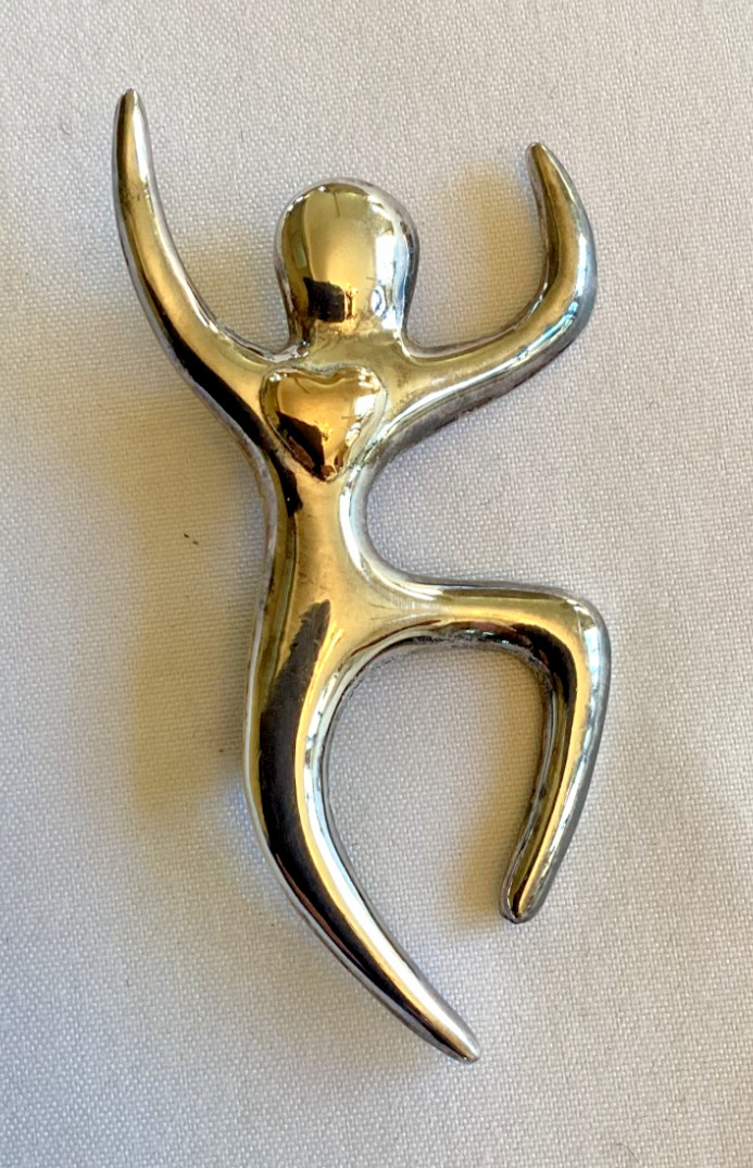 “Love to Dance” dancing person silver pin