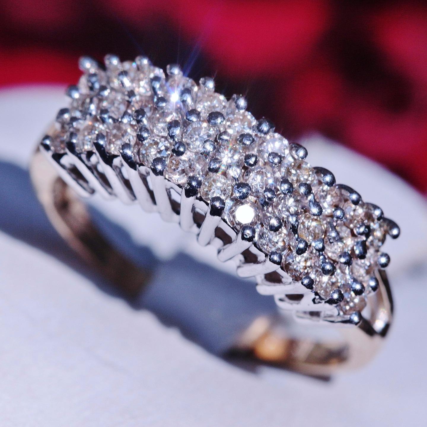 14k yellow gold ring 0.50ct natural diamond cocktail 2.85gr handmade size 5. 5