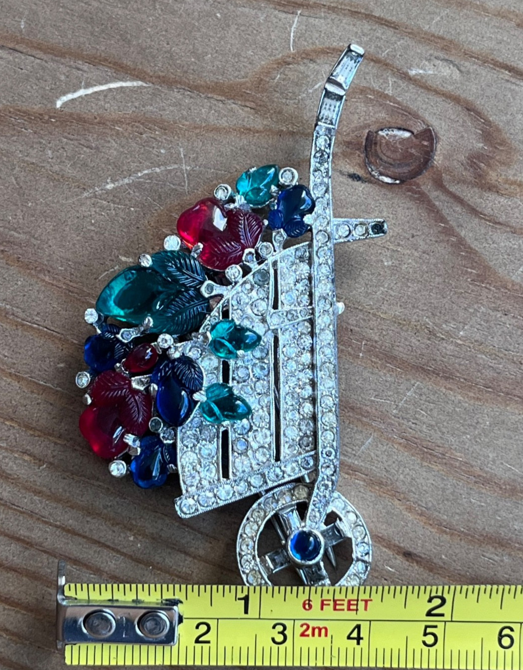 Crown Trifari Fruit Salad Flower Wheelbarrow Brooch Clip Alfred Philippe Deco