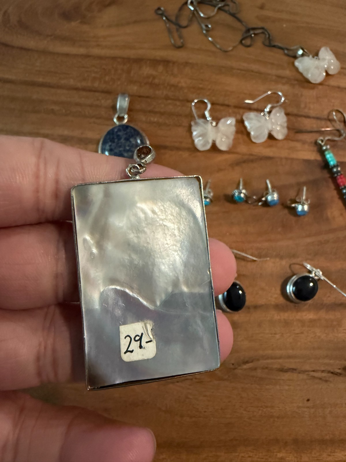 A Group of Estate Silver Jewelry, Earrings, Pendants, and Necklace