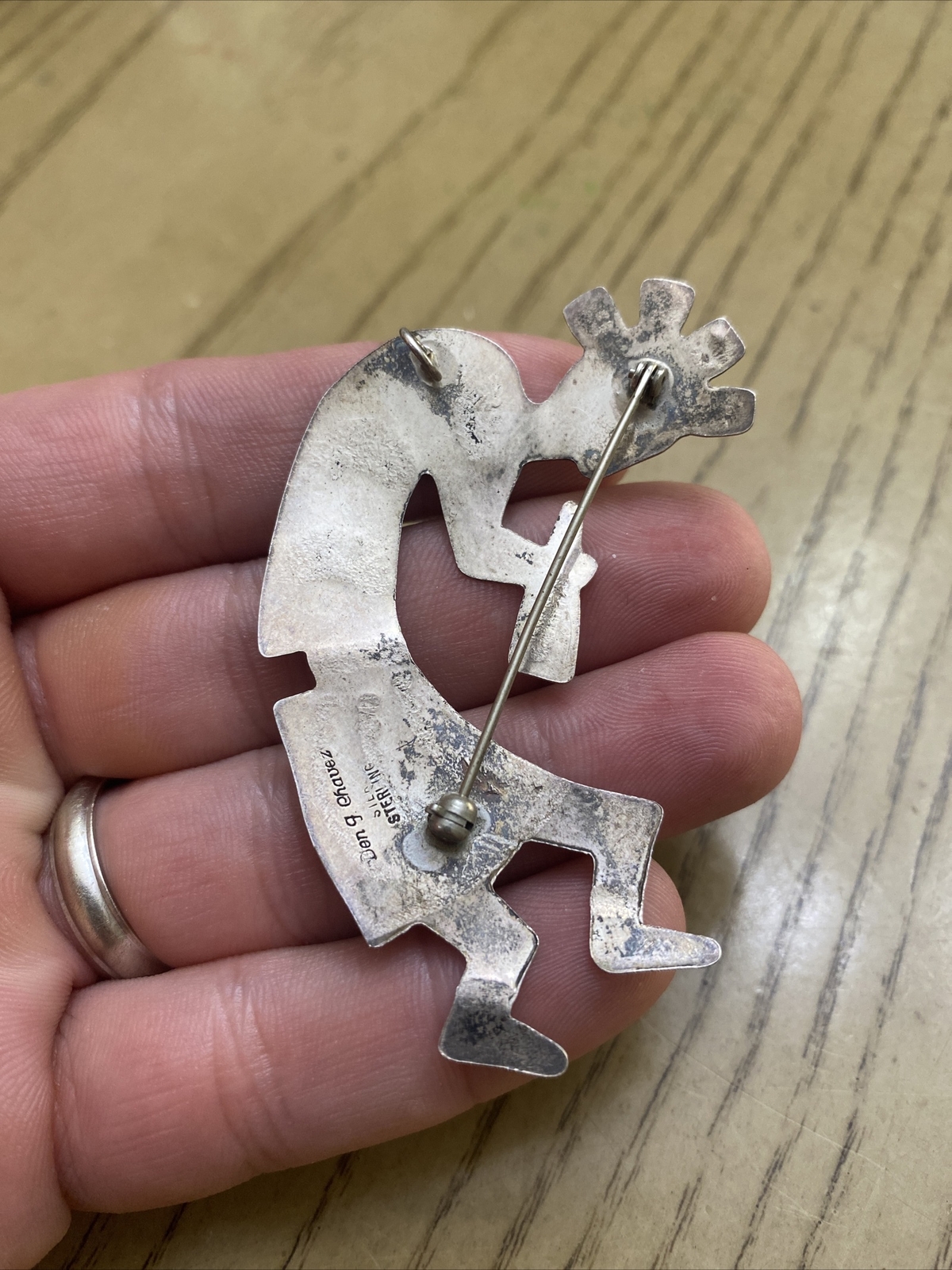 Vintage Large Ben J Chavez Sterling Kokopelli Brooch Pendant