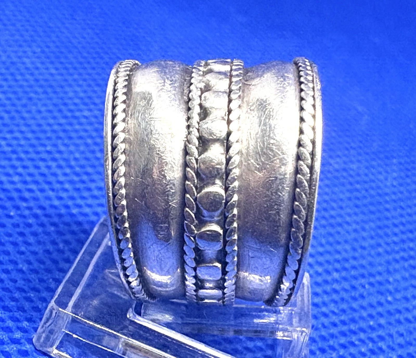 X28 Native 16 .5 mm Cigar Band 925 Silver Ring Vintage Size 8.0 Ethnic 4.78g