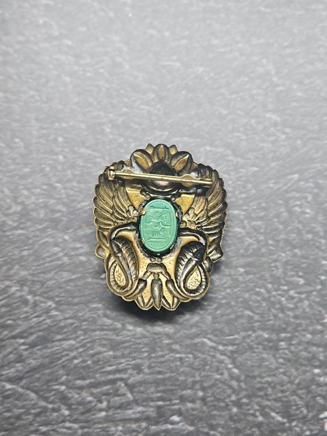 Vtg 1930s-1950s Rare Egyptian Revival Scarab Brooch Bond of Love