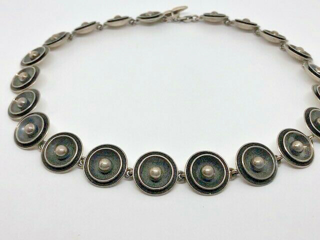 Vintage~Neils Erik FROM~ Modernist Denmark Sterling Beadwork Necklace 15″ / #798