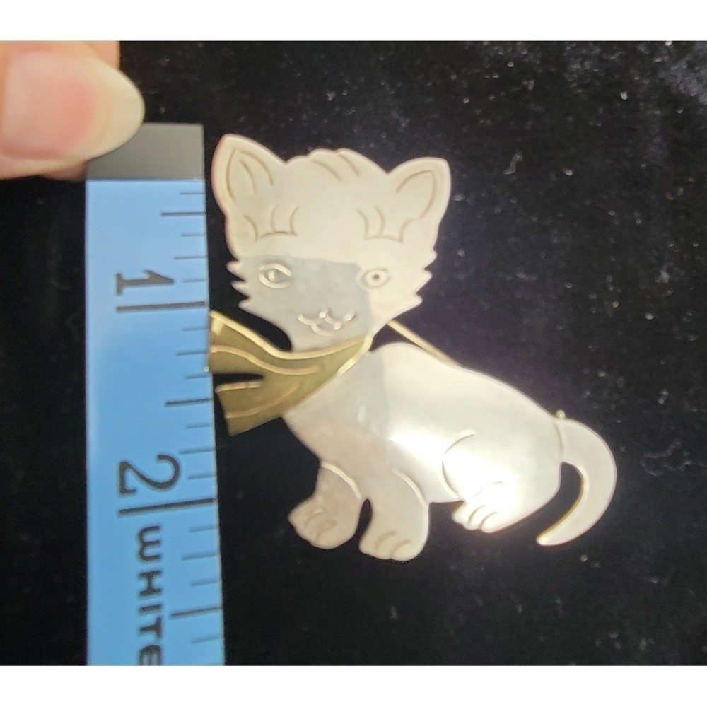 Sterling Silver 925 Kitten Cat Brooch Pin Pendant Vintage Taxco Mexico