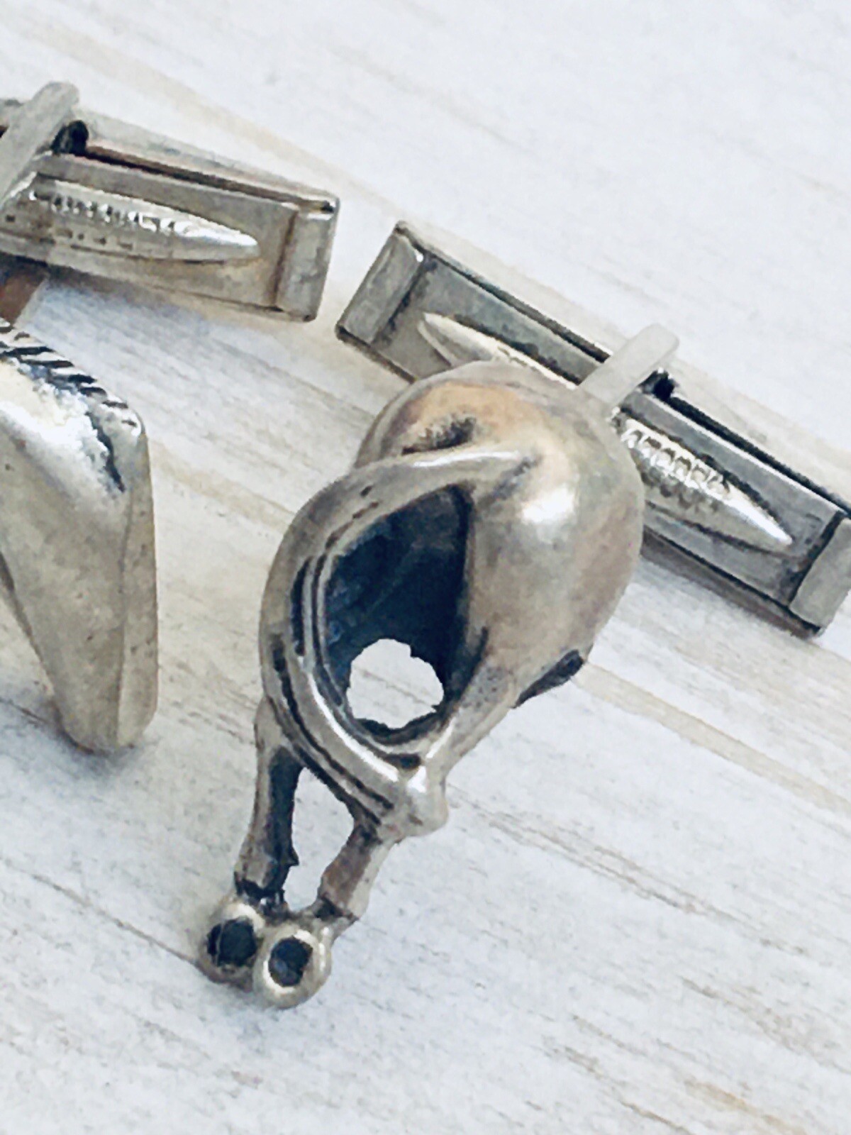 Horse Head & Tail Cufflinks 925 STERLING Silver Western Unique VTG Father’s Gift