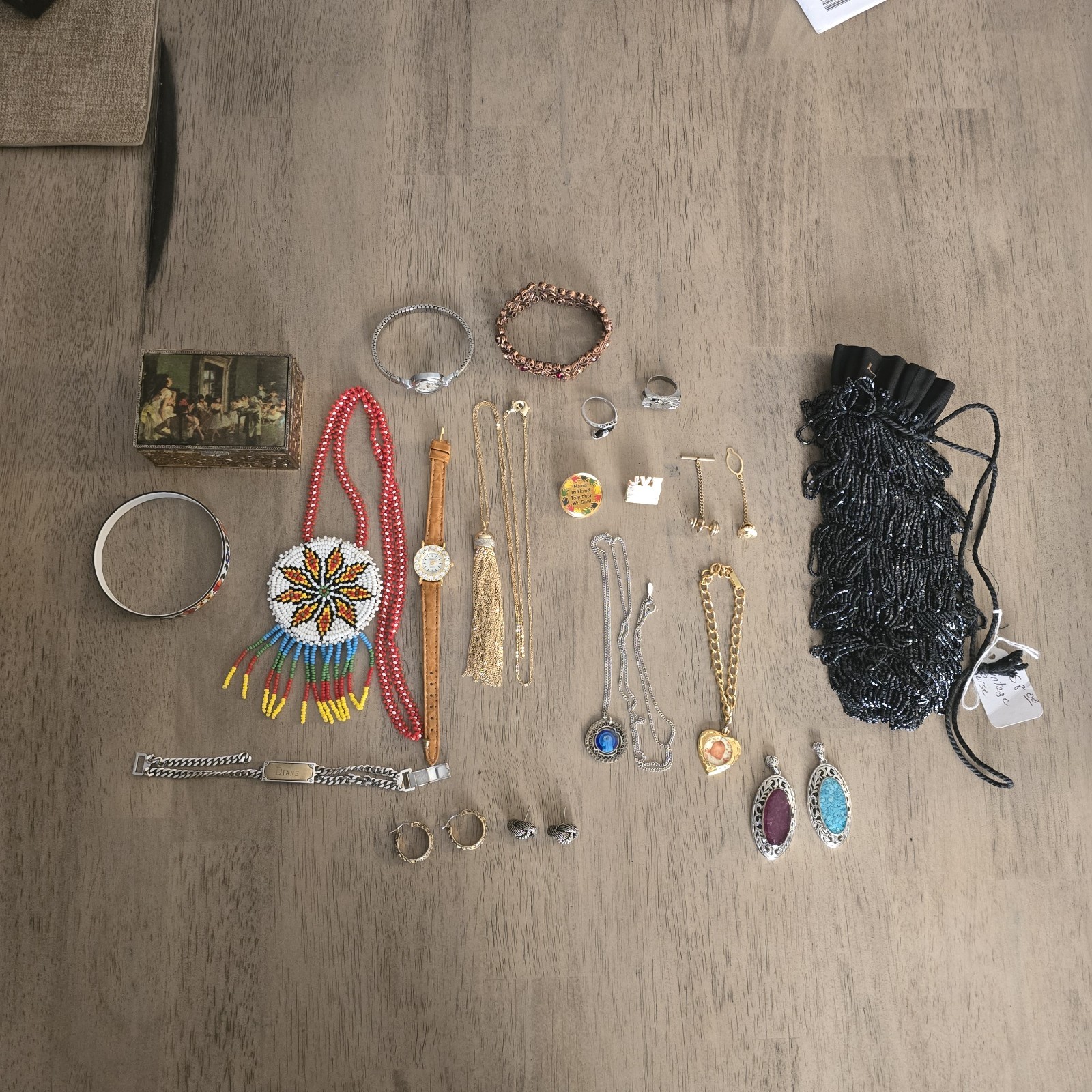 Vintage Lot Of Assorted Jewelry -PLUS PURSE AND JEWELRY BOX