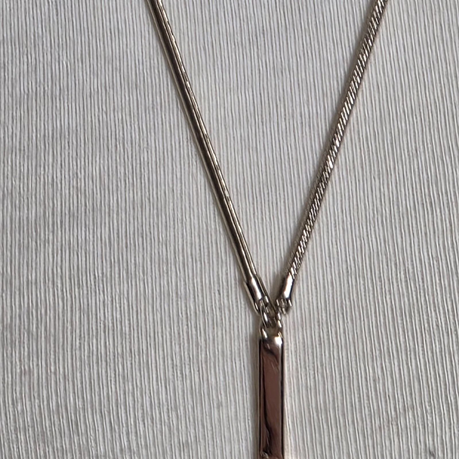 White House Black Market Lariat Necklace Silver-Tone with Faceted White Stones