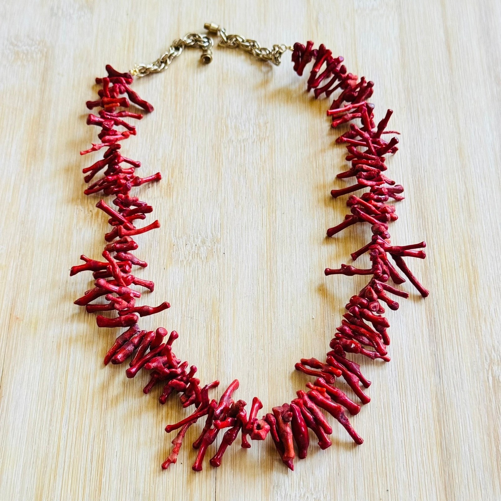 VTG Mediterranean Salmon Red Branch Coral Natural Necklace Genuine 20″ 45g Italy