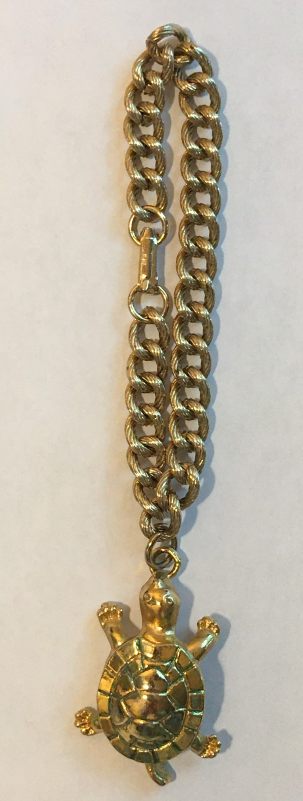 VINTAGE CHUNKY 3D FIGURAL GOLD TURTLE CHARM BRACELET – POSSIBLY LILLY PULITZER?