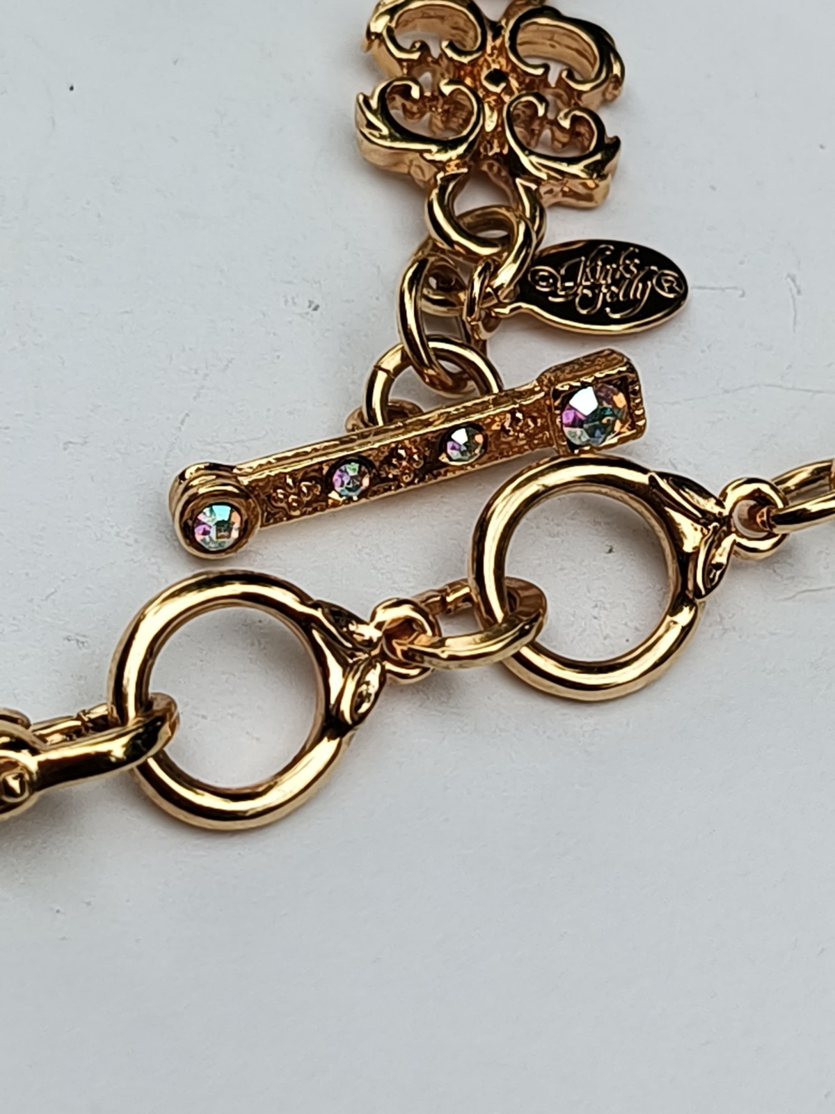 KIRKS FOLLY Angel Irade scent Love Never Dies Pendant AB Gold Tone 27″ Necklace